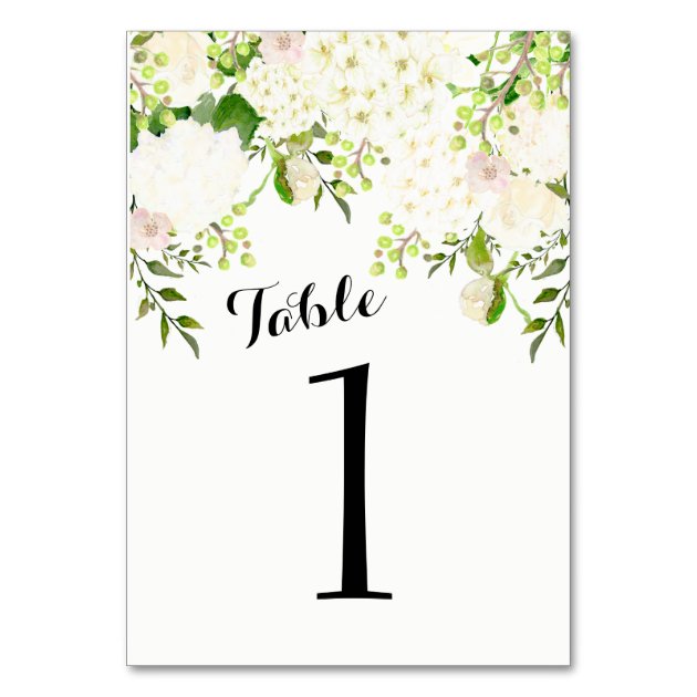 White Hydrangea Table Cards