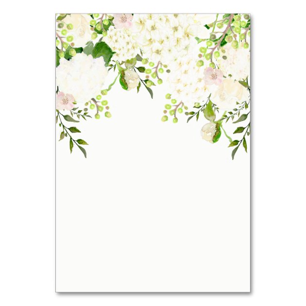 White Hydrangea Table Cards