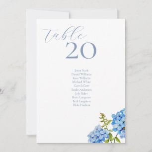 White Hydrangea Table Number & Seating Card