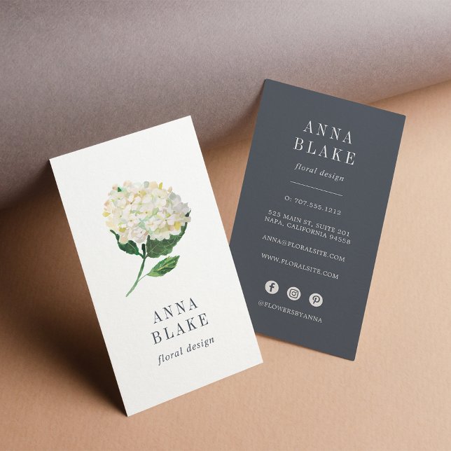 White Hydrangea Vertical Business Card (Creator Uploaded)