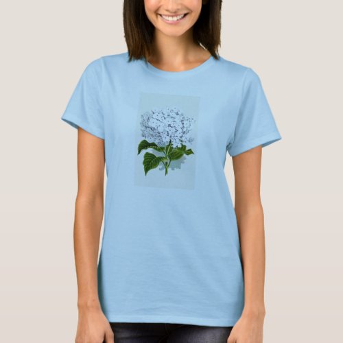 White Hydrangea Vintage Botanicals Illustrations T_Shirt