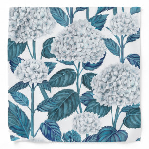 White hydrangea watercolor bandana