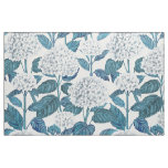 White hydrangea watercolor fabric