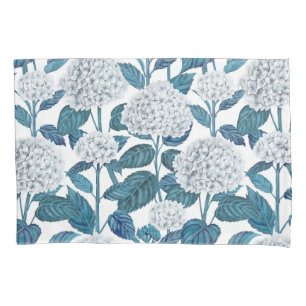 White hydrangea watercolor pillow case