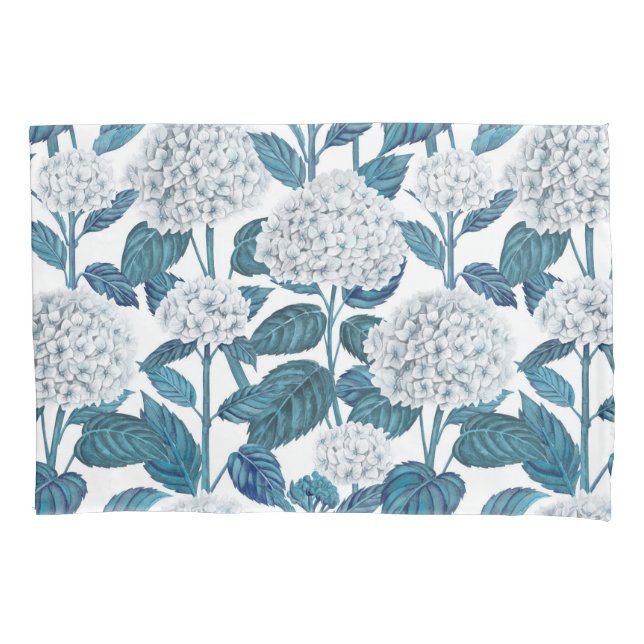 White hydrangea watercolor pillow case (Front)