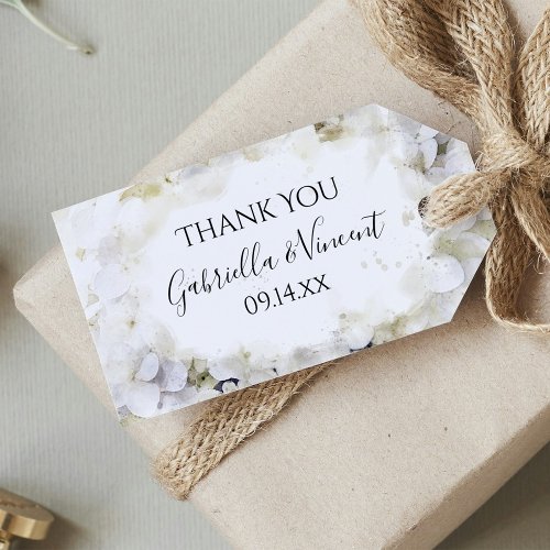 White Hydrangea Watercolor Wedding Favor Tags