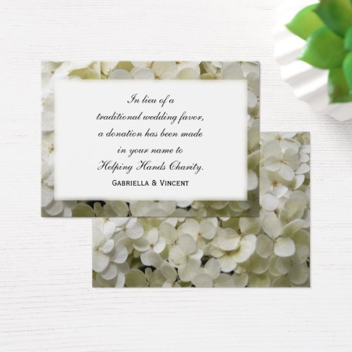 Customizable White Hydrangea Wedding Charity Card Business Card Template