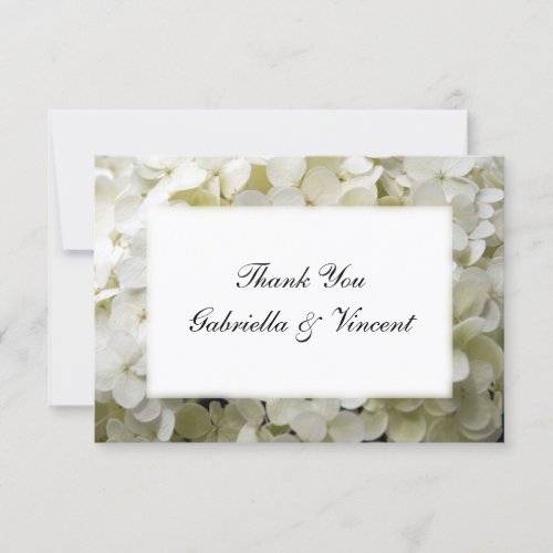 White Hydrangea Wedding Flat Thank You Notes