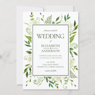 White Hydrangea Wedding Invitation