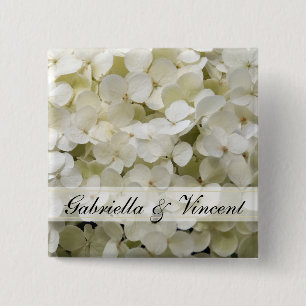 White Hydrangea Wedding Pinback Button