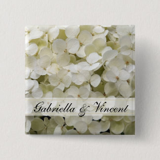 White Hydrangea Wedding Pinback Button