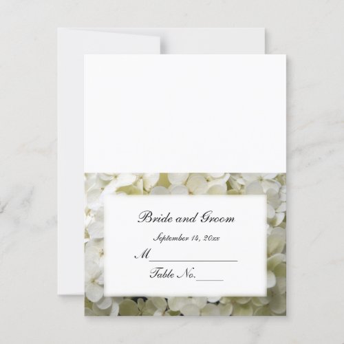 White Hydrangea Wedding Reception Place Card