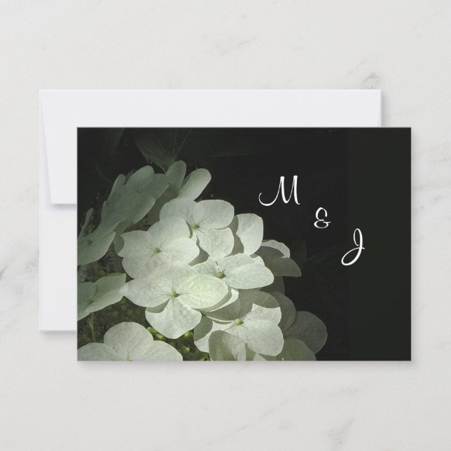 White Hydrangea Wedding Response RSVP Card (Front)