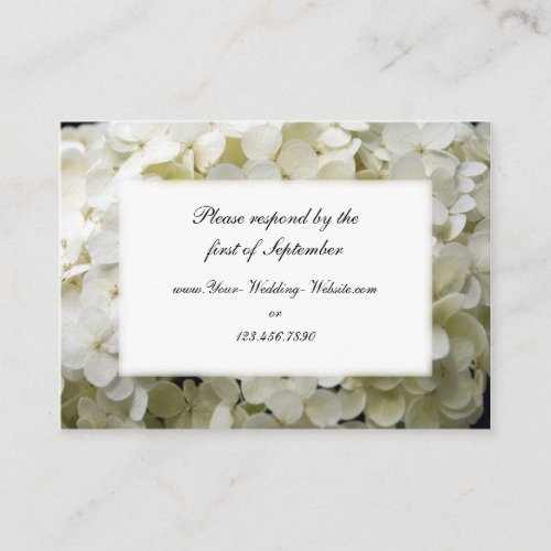 White Hydrangea Wedding RSVP Response Card Business Card Templates