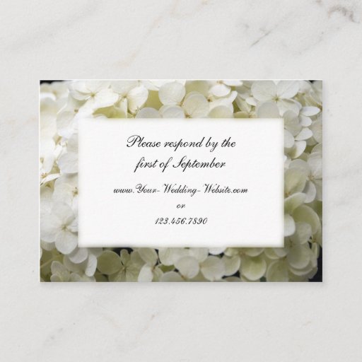 Customizable White Hydrangea Wedding RSVP Response Card Business Card Templates