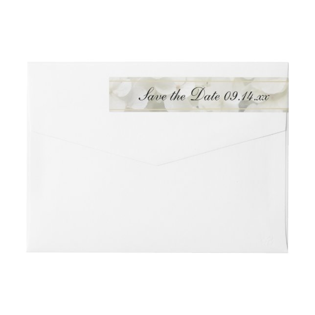 White Hydrangea Wedding Save the Date Wrap Around Label (Back)