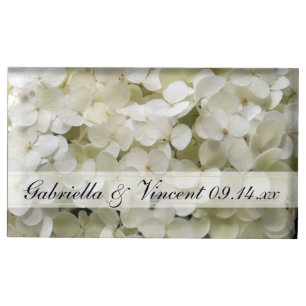 White Hydrangea Wedding Table Card Holder