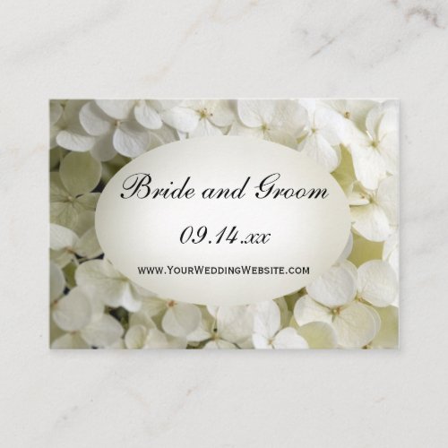 White Hydrangea Wedding Website Card
