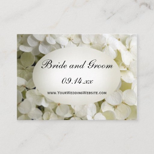 Customizable White Hydrangea Wedding Website Card Business Card