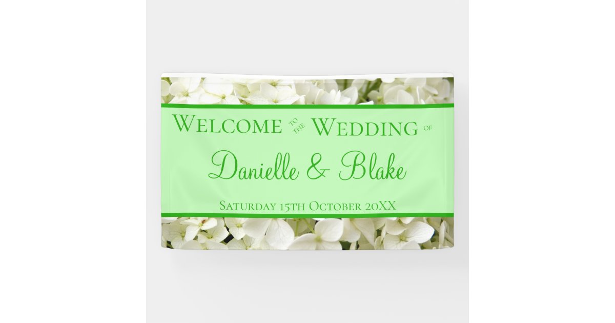 White Hydrangea Welcoming Wedding Banner | Zazzle