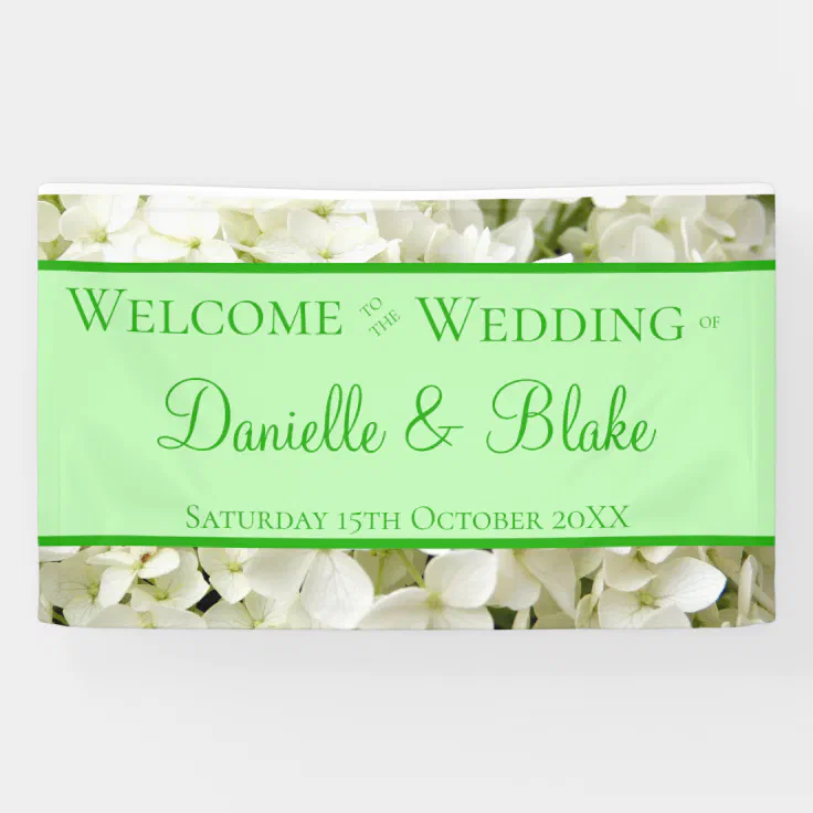 White Hydrangea Welcoming Wedding Banner | Zazzle