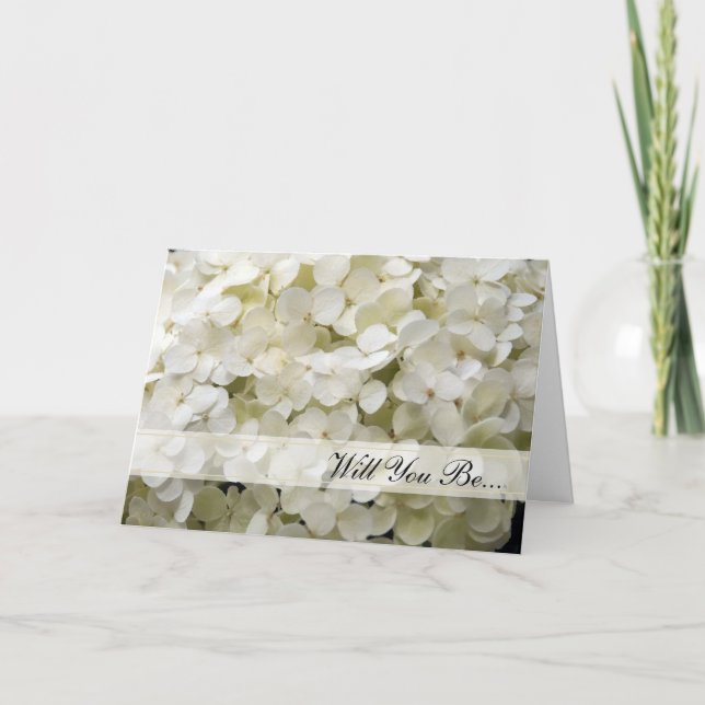 White Hydrangea Will You Be My Bridesmaid Invitation (Front)