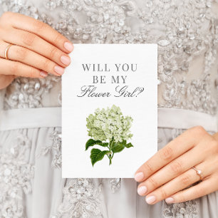 White Hydrangea Will You Be My Flower Girl Card