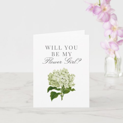 White Hydrangea Will You Be My Flower Girl Card