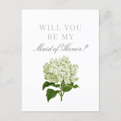 White Hydrangea Will You Be My Maid of Honor Postcard