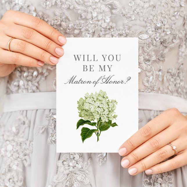 White Hydrangea Will You Be My Matron of Honor Card (Creator Uploaded)