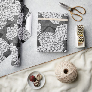 White hydrangea wrapping paper