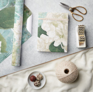 White hydrangea wrapping paper