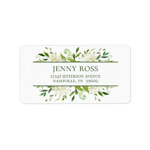 White Hydrangeas Baby Shower Return Address Label