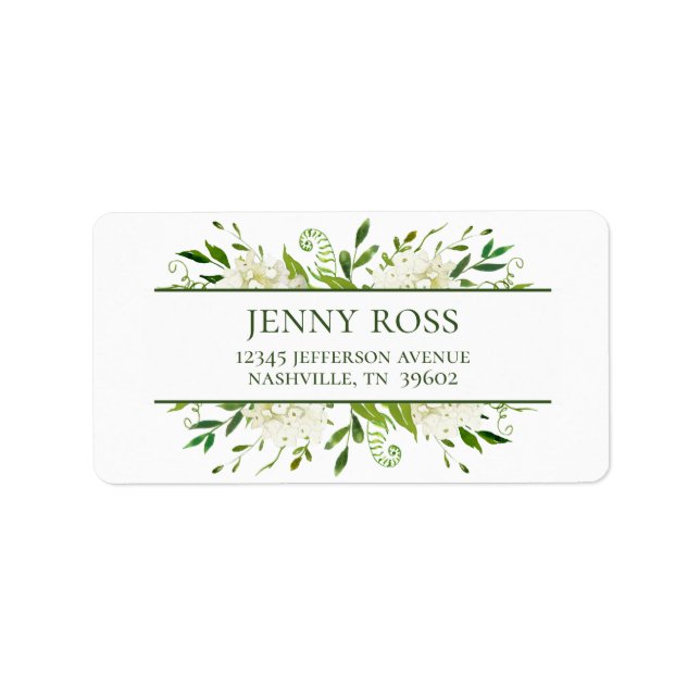 White Hydrangeas Baby Shower Return Address Label (Front)