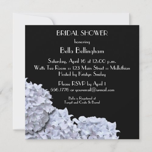 White Hydrangeas Bridal Shower Invitation
