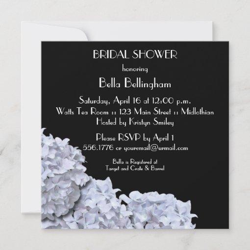 White Hydrangeas Bridal Shower Invitation Zazzle