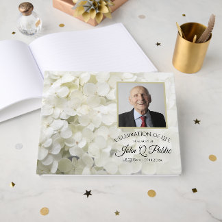 White Hydrangeas Celebration of Life Memorial Guest Book