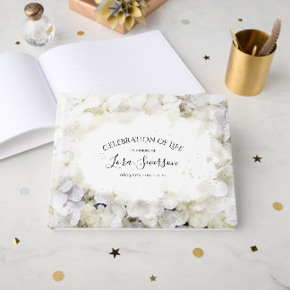 White Hydrangeas Celebration of Life Memorial Guest Book