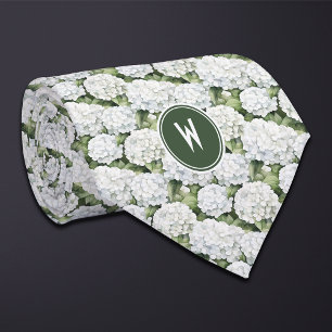 White Hydrangeas Floral Neck Tie