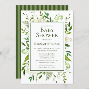 White Hydrangeas Floral Watercolor Baby Shower Invitation