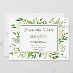White Hydrangeas Floral Watercolor Wedding Save The Date