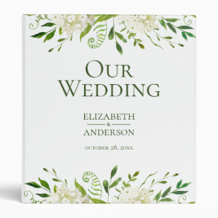 White Hydrangeas Floral Wedding Photo Album 3 Ring Binder