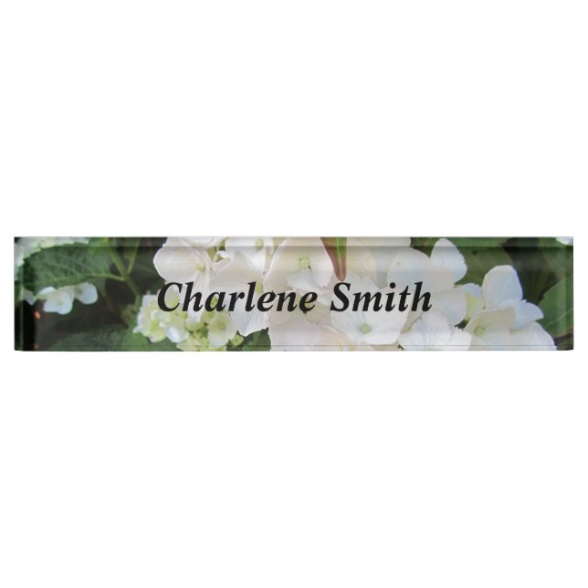 White Hydrangeas Name Plate (Front)