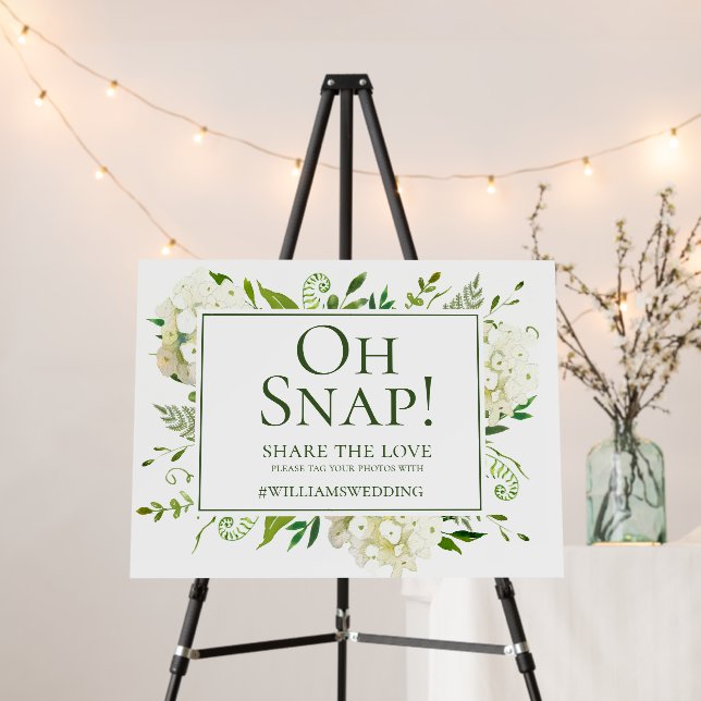 White Hydrangeas Oh Snap Photo Sharing Foam Board (In Situ (Stand))