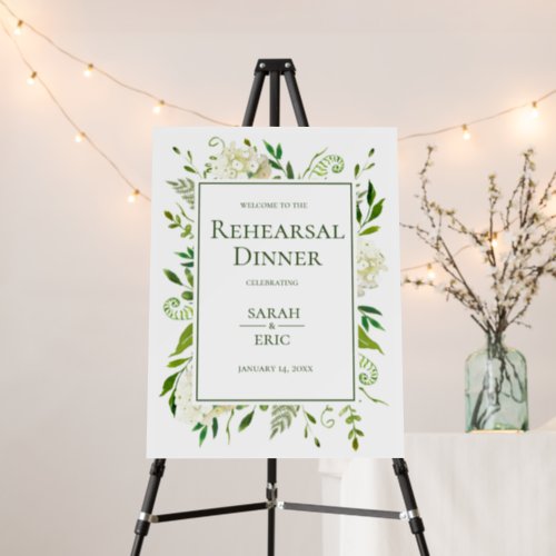 White Hydrangeas Rehearsal Dinner Foam Board