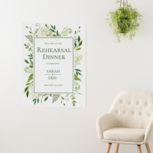 White Hydrangeas Rehearsal Dinner Foam Board