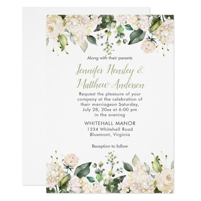 White Hydrangeas Roses Greenery Wedding Invitation Zazzle Com,Tabouli Salad Recipe