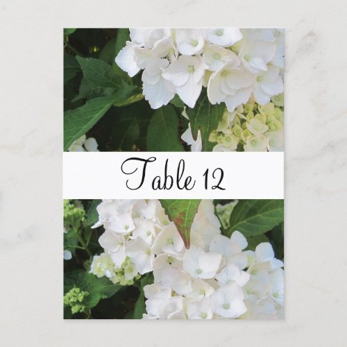White Hydrangeas Table Seating Postcard