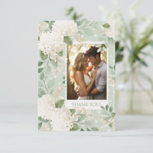 White Hydrangeas Vintage Wedding Thank You Card