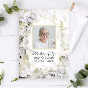 White Hydrangeas Watercolor Celebration of Life Invitation